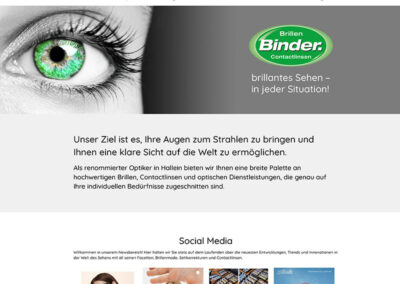 Ent­wick­lung Web­site Bril­len Bin­der Hallein